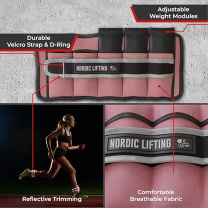 Adjustable Ankle Weights for Women & Men – 1 Pair (2–10 lbs) Wrist, Arm & Leg Weights for Gym, Yoga & Home Workouts – Secure Fit Strap Design – Durable Fitness Training Equipment - color: Carnation Pink