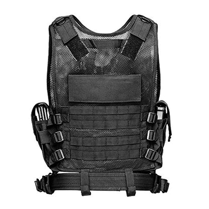 Trainning Tactical Airsoft Paintball Combat Swat Assault Army Shooting Hunting Outdoor Molle Police Vest - color: Breathable Black