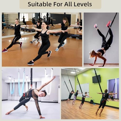 Bungee Dance Set, Full Anti-Gravity Workout Kit with Adjustable Harness, Elastic Bungee Rope & Hardware, CE Certified Multi-Size for 50-100kg Users for Home & Studio Aerial Fitness Trainin