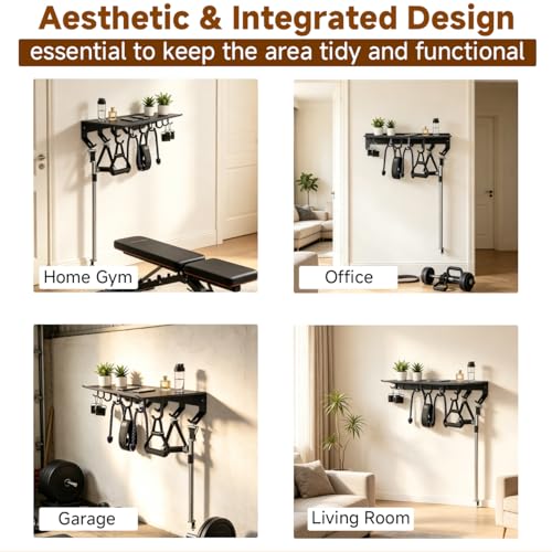 Dafftos Floating Shelf Compatible with Tonal Accessories Home Gym Storage Rack Wall Mount Resistance Band Organizer Workout Metal Holder Hook T-Bracket Lock Adapters Hanger Equipment Fitness