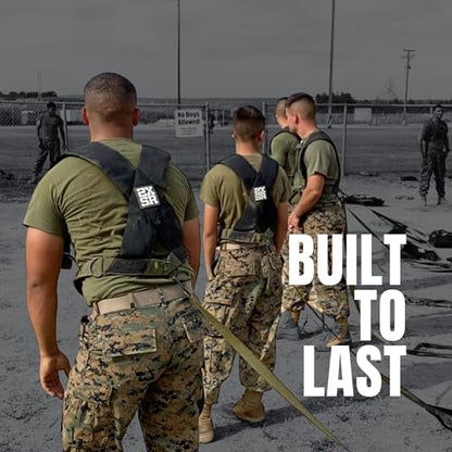 Pull Sled Harness with Drag Strap for Fitness Strength Training, Full Body Workout, Conditioning One Size Fits Most, Heavy Duty Military Grade Materials, Metal Buckles Pulling Up to 1000LBS