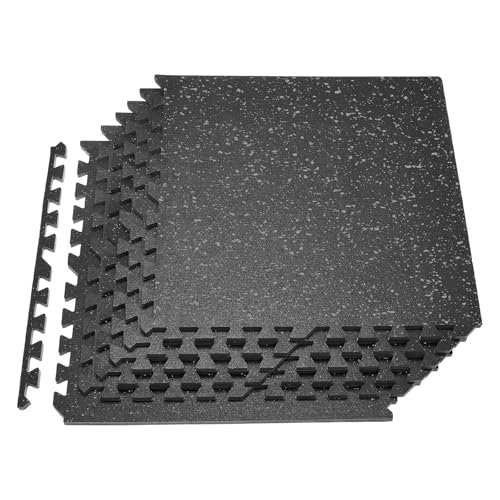 VEVOR 0.56Inch 24sq.ft 6 Tiles Gym Flooring for Home Gym, Rubber Top with High Density EVA Foam, 24 x 24In Gym Floor Exercise Equipment Mats, Interlocking Gym Mats, Puzzle Workout Mats, Black & Gray