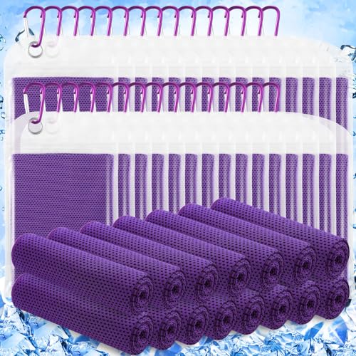 30 Pack Cooling Towels 40"x12" Cooling Neck Wraps Soft Breathable Chilly Towel Ice Towels Microfiber Workout Towel for Yoga Sport Running Workout Gym Camping Fitness Activities(Purple) - color: Purple
