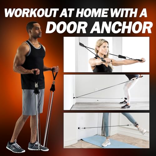 WHATAFIT Resistance Bands with Handles, 5-Level Exercise Bands for Workout - color: Gray