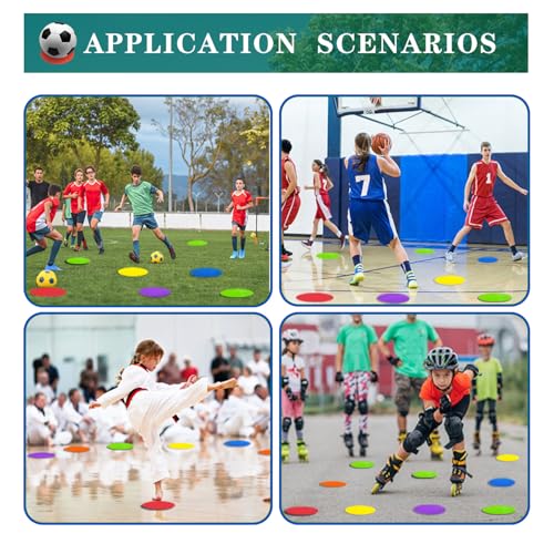 LAZR Non Slip Agility Marker Aggregate Dots 4.72 inch 9 inch Floor Dot Marker for Classroom Dance Sports Football Basketball Speed Agility Training - style: 9inch 60pcs