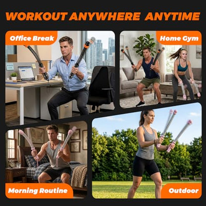 4Pack Adjustable Ropeless Battle Ropes Set, Portable Battle Ropes, Cordless Battle Training for Home, Suitable for Aerobic Exercise and Muscle Training for Both Men and Women