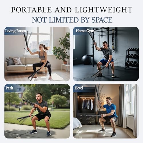 Ropeless Battle Ropes for Exercise Workout Rope, Portable Workout for Home Gym, Exercise Battle Ropes for HIIT Workouts, Low-Impact Cardio Training (2 Ropes) - style: 2 Ropes