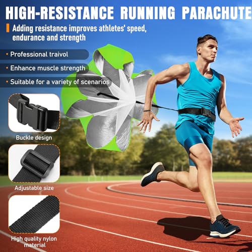Agility Ladder, Agility Speed Training Equipment Set, 20ft Speed Ladder, 12 Soccer Cones, 4 Hurdles, Jump Rope, Running Parachute, Soccer Football Basketball Training Equipment Accessories - color: Green