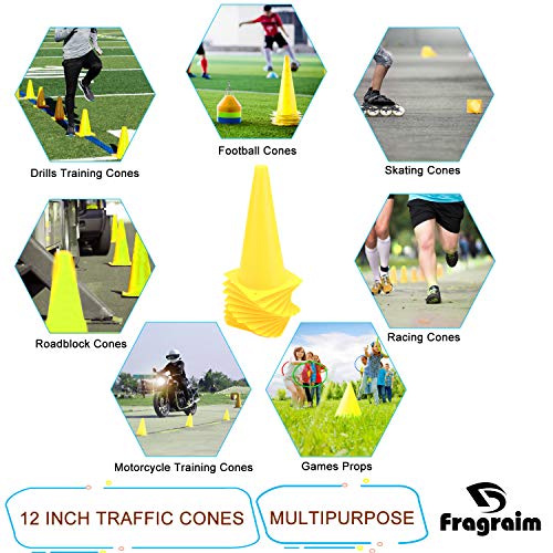 12 Inch Traffic Training Cones, Plastic Safety Parking Cones, 6 Colors - color: Yellow Set of 12