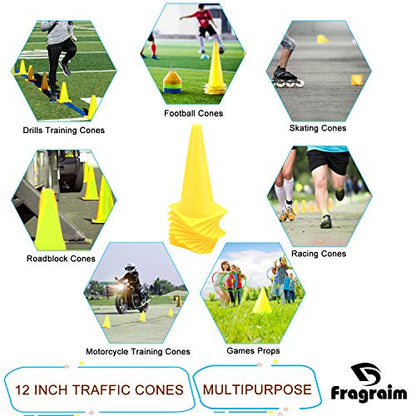 12 Inch Traffic Training Cones, Plastic Safety Parking Cones, 6 Colors - color: Yellow Set of 12