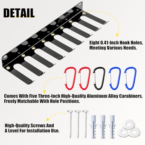 Wall-Mounted Gym Organizer, Resistance Band Storage Rack, Barbell Holder Wall Mount, Dumbbell Storage, Home Gym Accessories Holder (ZJ-L-2m)