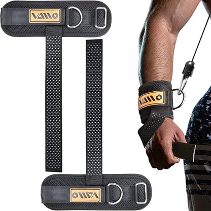 VAIIO 2Pcs Adjustable Weight Lifting Straps with D Ring | Original Non-Slip Dot Design for Deadlifts, Cable Machines & Powerlifting - 7mm Neoprene Padded Wrist Support with Breathable Mesh & Quick-Detach Hook-Loop - Reinforced Polyester-Cotton Straps for