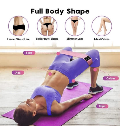 Resistance Band Set - Non Slip Cloth Exercise Bands to Workout Glutes, Thighs & Legs - Includes Booty Band Training Pamphlet for Gym & Home Fitness, Yoga, Pilates for Men/Women - 3 Levels