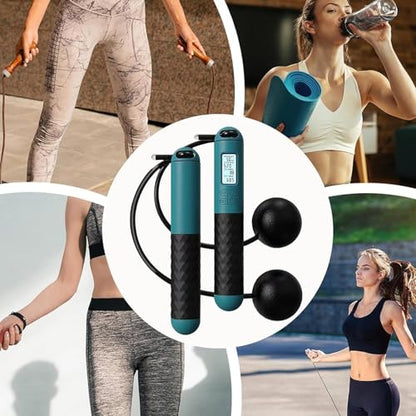 Cordless Jump Rope with Counter, Cordless Jump Rope Weighted, 2 in 1 Skipping Ropes with Lcd Display Counter, Smart Weighted Jump Ropes for Women Men Adult Kids Fitness