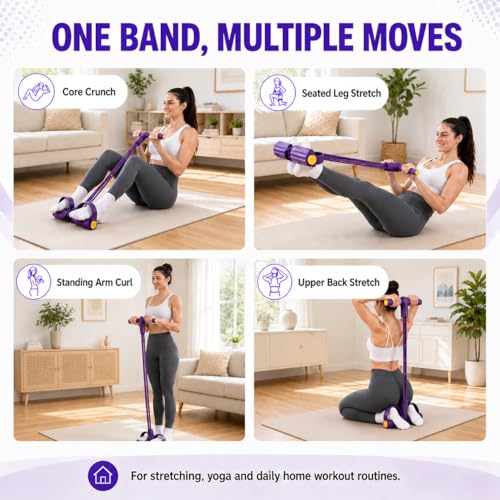 Pedal Resistance Bands with Handles, Upgraded 6/8/10 Tube Heavy Duty TPE Non-Slip NBR+PP, Full Body Yoga Workout Band for Abdomen Leg Glute, for Men and Women