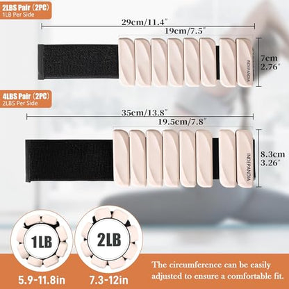 Wrist & Ankle Weights for Women and Men, 2lbs/4lbs Pairs Adjustable Silicone Weighted Bangles for Arm & Leg Workouts, Perfect for Pilates, Barre, Yoga, Walking & Home Fitness