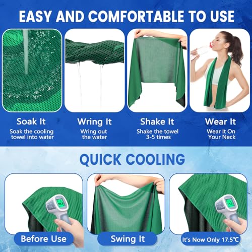 24 Pack Cooling Towels 40"x12" Ice Breathable Soft Chilly Sweat Rag Microfiber Workout Rags for Gym Cooling Towels for Neck and Face for Yoga Golf Sport Running(Green)