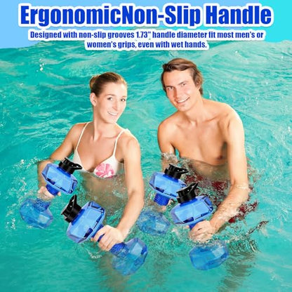 4 Pcs Water Aquatic Exercise Set 2 Ankle Wrist Swimming Weights 2 Water Aquatic Exercise Dumbbells PE Materials Dumbbell Aerobics with Non Slip Handle for Swim Pool Fitness Equipment