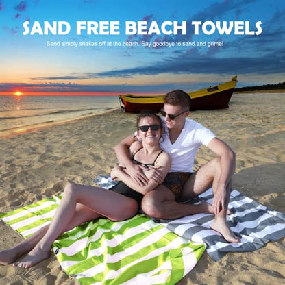 Your Choice Microfiber Beach Towel Sand-Free Quick Dry (67"x35"/60"x30") - color: X-light Green Stripes, size: Extra Large(67x35")