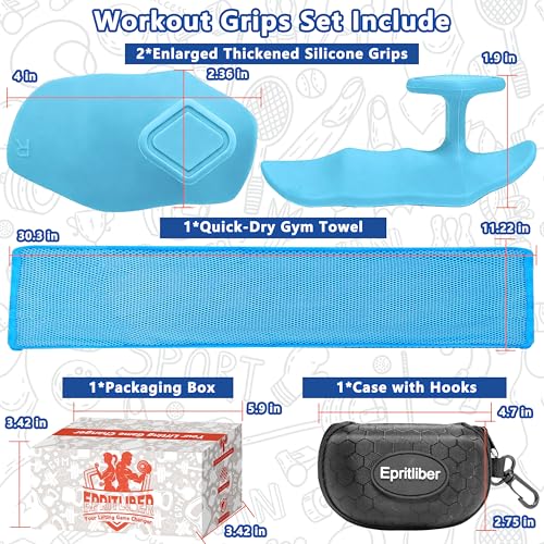 Large Anti-Slip Gym Workout Grips for WeightLifting,Silicone Hand Protector - color: Blue