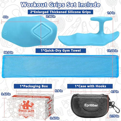 Large Anti-Slip Gym Workout Grips for WeightLifting,Silicone Hand Protector - color: Blue