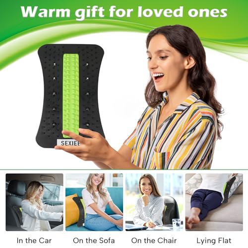 Back Stretcher, Pneumatic Inflatable Lumbar Support Board with Hand Pump & Release Valve, Stepless Height Adjustment, Decompression-Style Stretching, Cracking Device Alternative (Green)