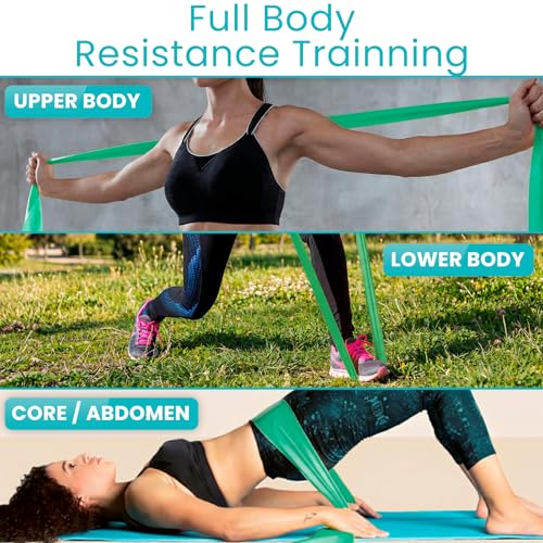 Vive Professional Resistance Bands - 25 Yard Non-Latex Roll for Physical Therapy, Lower and Upper Body Exercise Workout - Straight Elastic for Strength Training, Rehabilitation, Women, Men - color: Green