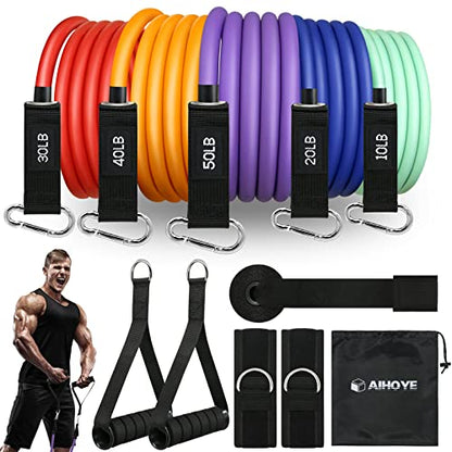 Resistance Bands for Working Out, Exercise Bands with Handles, Stretch Bands for Exercise, Workout Bands with Door Anchors for Physical Therapy & Strength Training