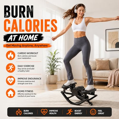 Lhanel Rock Stepper for Home Workout, Low-Impact Side Stepper with Resistance Bands, Side-to-Side Mini Stepper for Cardio, Weight Loss & Full Body Exercise - color: Dark-gray