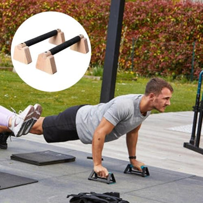 1pair Pull Up Stand Handles Wooden Push Up Bar Beech Wood Calisthenics Exercise Equipment for Home Wood Parallettes Bar for Floor Use