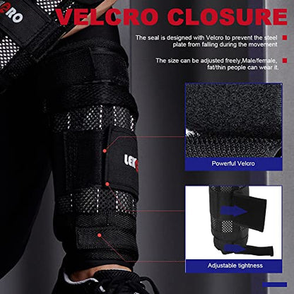 Wrist Ankle Weights with Removable Steel Bars, 1 Pair Adjustable Arm Leg Weights for Men and Women, No Leakage Design, Weighted Wrist Bands for Walking Jogging Yoga Pilates