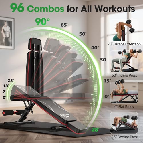 FLYBIRD Adjustable Weight Bench, Full Body Workout Bench for Home Gym - size: XL