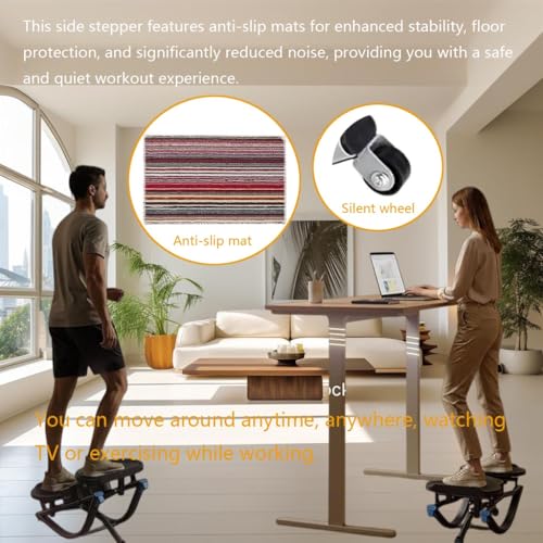 Rock Stepper Side To Side Lateral Rocking Home Workout Machine With Resistance Band ＆Anti-Slip Mat Protects Knees And Joints Portable Compact Leg Hip Ab And Core Muscle Trainer Built-In Counter