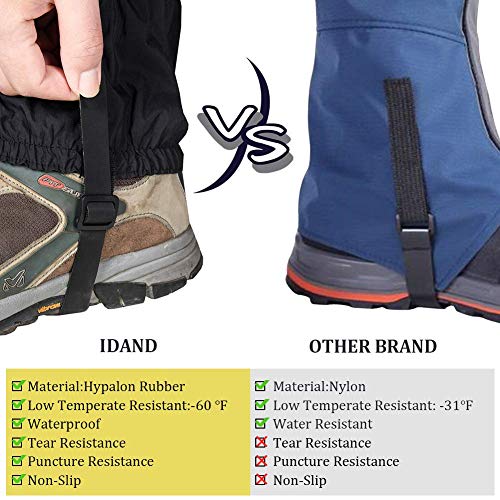 Leg Gaiters Waterproof Snow Boot Gaiters for Snowshoeing, Hiking, Hunting, Running, Motorcycle Anti-Tear Oxford Fabric, TPU Instep Belt Metal Shoelace Hook for Outdoor