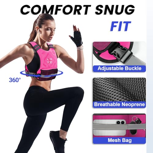 Adjustable Weighted Vest for Women Men 4-10lb/11-20lb/20-32lb Vest with 6 Ironsand Weights Body Weight Vest with Reflective Strip for Running Walking Strength Training Workouts
