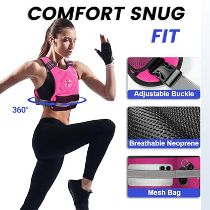 Adjustable Weighted Vest for Women Men 4-10lb/11-20lb/20-32lb Vest with 6 Ironsand Weights Body Weight Vest with Reflective Strip for Running Walking Strength Training Workouts