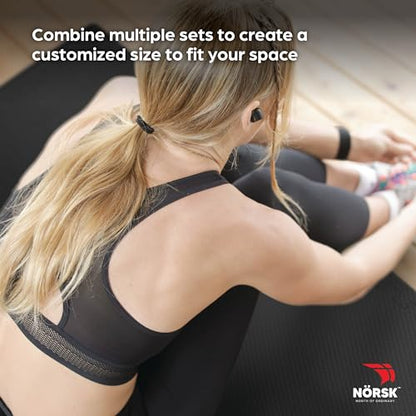 Reversible Gym Exercise Mats 3/4" Thick EVA Interlocking Foam Tiles, Perfect Home Gym Flooring, 12 Tiles & 24 Trim Pieces, 48 Sq. Ft. Reversible, Gray/Black - color: Gray/Black, size: 12 Tiles - 48 Sq. Ft.