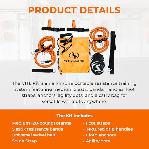 Stroops VITL Slastix Resistance Bands Set, All-in-One Full Body Workout Kit - color: Black, size: Full Kit
