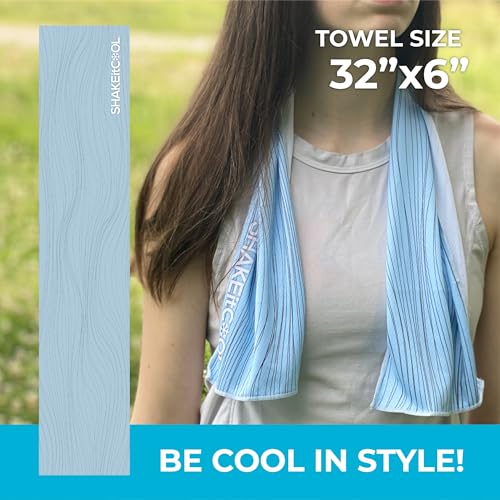 Original Cooling Towel – Be Cool in Style - Heat Relief, Soft, Lightweight, Sun Protection, Easy Clean - Perfect for Biking, Running, Yoga, Gym, Gardening - Blue Wave - color: Blue Wave