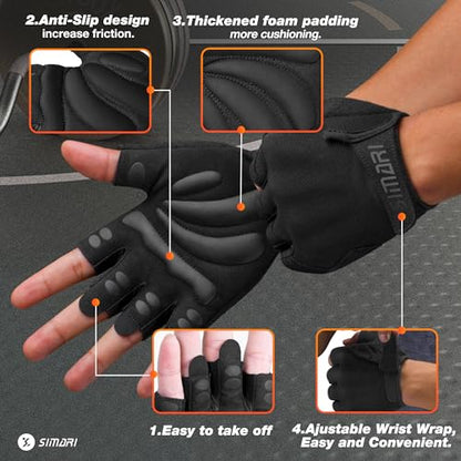 SIMARI Breathable Workout Gloves for Men and Women, Padded Weight Lifting Gloves with Great Grip, Full Palm Protection for Gym Training, Cycling, Weightlifting, Exercise, Crossfit, Climbing