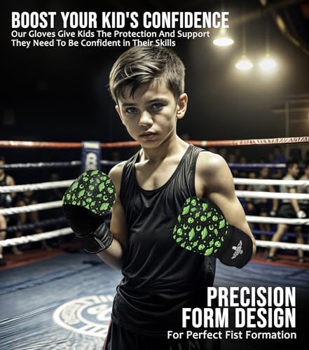 Exxact Sports Knockout Youth Boxing Gloves for Kids (3-10 Years) with Padded Protection and Wrist Support, Durable Engineered Leather Kids Boxing Gloves for Boys and Girls