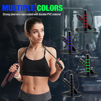 24 Pieces Jump Ropes for Fitness with Ball Bearings Speed Jumping Bulk Adjustable Skipping Rope with Foam Handles for Men Women Cardio Training
