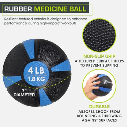 ProsourceFit Weighted Medicine Ball for Full Body Workouts - size: 4 lbs