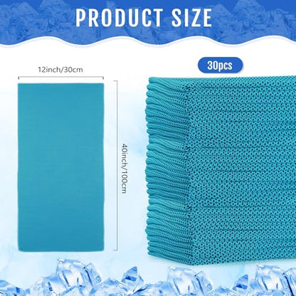 Hosuly 30 Pack Cooling Towels 40"x12" - color: Aqua Blue