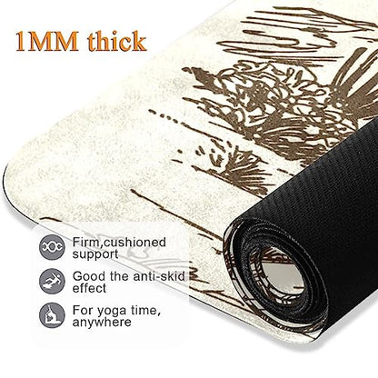 Yoga Mat Wild West Desert Cowboy Non Slip Fitness Exercise Mat Extra Thick Yoga Mats for home workout, Pilates, Yoga and Floor Workouts 71 x 26 Inches