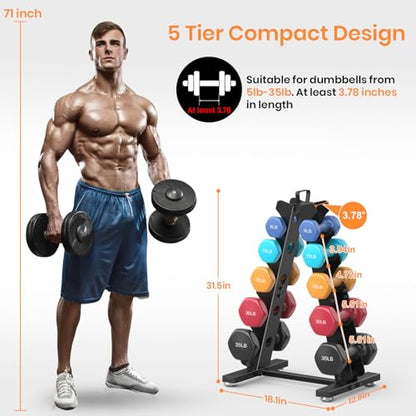 TomCare 6-Tier|5-Tier|4-Tier|2-Tier Dumbbell Rack Stand Only, Weight Rack for Home Gym Storage Stand for Weights Metal Weight Stand Dumbbell Holder (Dumbells not Included)
