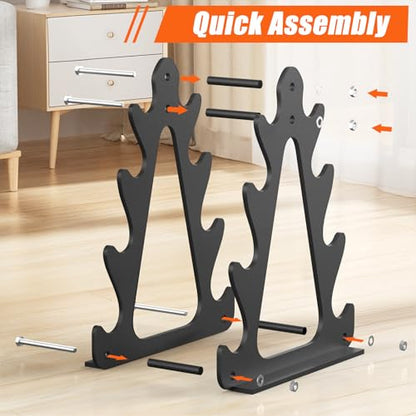 4-Tier Dumbbell Rack for 1-15 lb Weights, Holds 5 Pairs Space-Saving Sturdy A-Frame Stand for Home Gym, Weight Rack for Women's Dumbbell Set (Dumbbell Rack Stand Only)