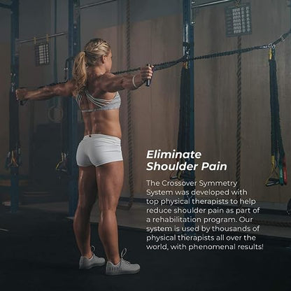 Crossover Symmetry Shoulder System Includes Two Sets of Resistance Bands Attachments Training Guide Exercise Chart Online Workouts for Home Fitness Rehab Rotator Cuff Exercises