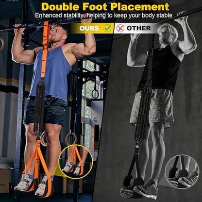 WELSPO Pull Up Assistance Bands, Adjustable Heavy Duty Resistance Band for Pull Up Bar, Pull Up Assist Bands with Feet Rest for Strength Training, Home Fitness Workout Equipment, Height Adjustable