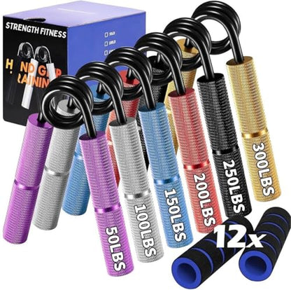 Grip Strength Trainer Set – 6 Pack Adjustable Hand Grippers with Non-slip Handles for Forearm,Wrist,Finger Strength-Strengthener Kit for Fitness,Rehab and Athletes